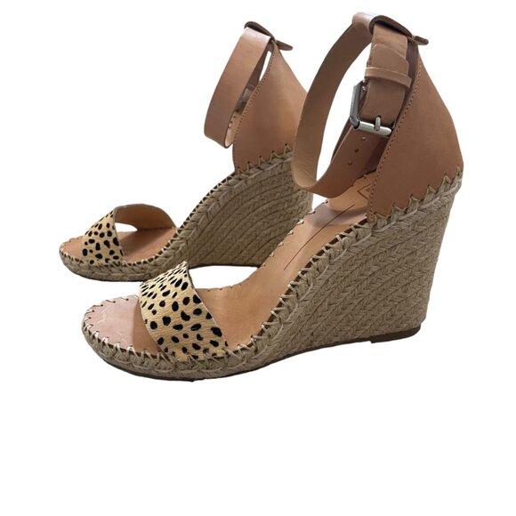 DOLCE VITA| Noor Leopard Calf Hair Espadrille Leather Wedges - SZ 10 worn 1X - Picture 5 of 11